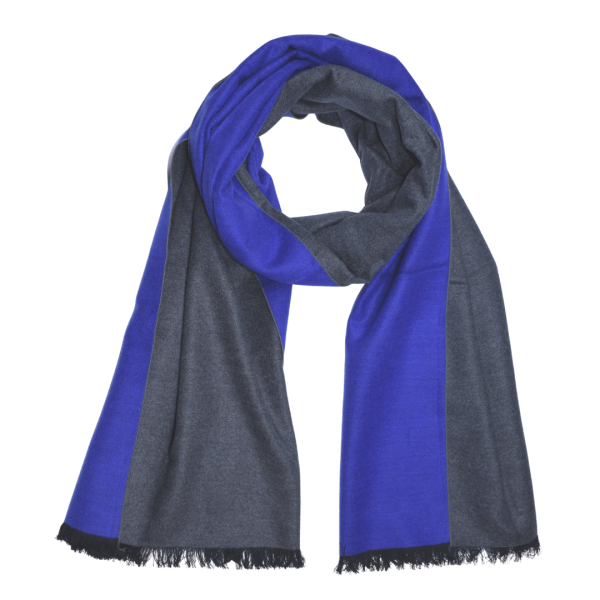 Stole Scarf Shawl 100% Silk Flannel Jacquard Melange Grey Blue